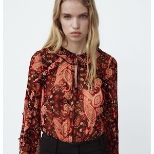 Zara, women’s bodysuit blouse, size small